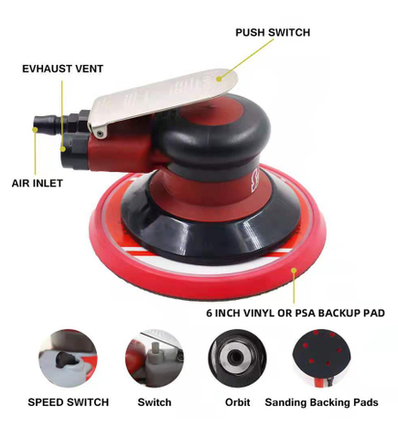 Outils de peinture pour ponceuse à air auto-aspirante 150mm