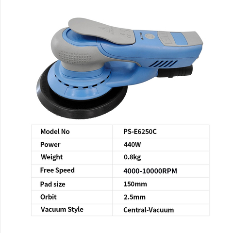 PANDAS 6 pouces 150mm 4000-10000 tr/min 8mm orbite de qualité industrielle meulage grossier électrique papier de verre machine-outil à vitesse variable sans brosse électrique ponceuse à piste aléatoire